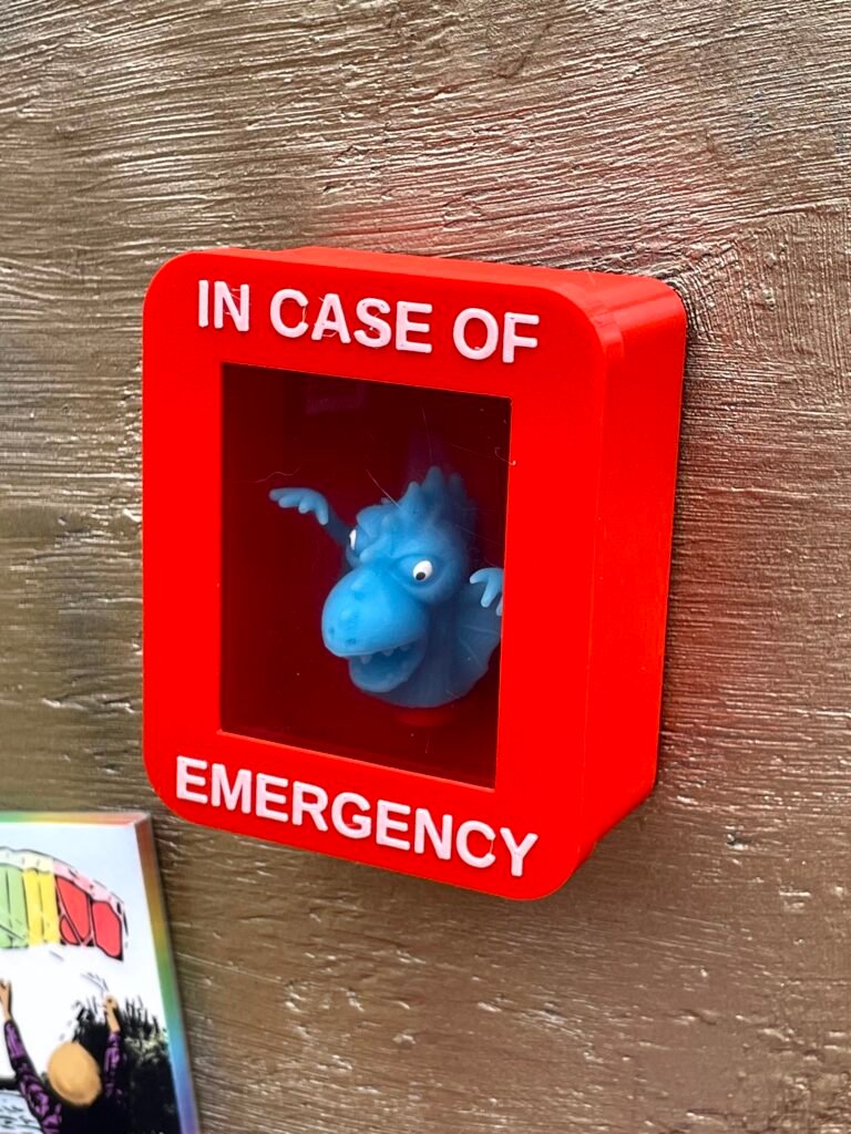 Photo of emergency box containing finger monster.